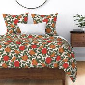 340 - Jumbo scale juicy oranges and foliage - 100 Pattern Project: for home décor, soft furnishings and dining linen.