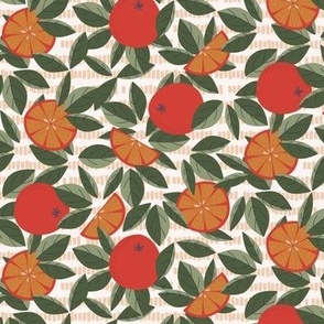340 - Medium scale Oranges and foliage/leaves  - 100 Pattern Project for home décor, soft furnishings and apparel.