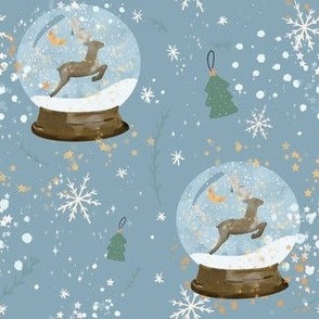 Blue Reindeer Snowglobes