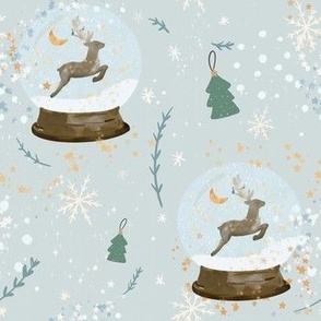 Light Mint Reindeer Snowglobes