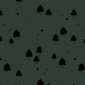 Little messy christmas trees winter wonderland black on pine tree green 