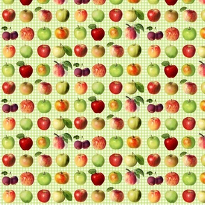 Tiny apples on bright green gingham