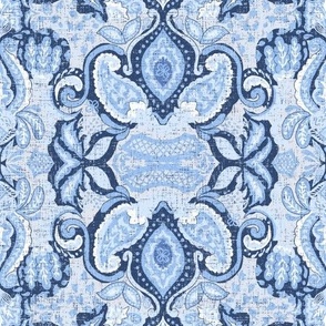 Genevieve Monochrome Blue Paisley