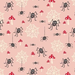 Spiders and Mushrooms Pink