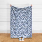 White Snowflakes on Blue Background Large Scale- Winter- Home Decor- Wallpaper- Multidirectional