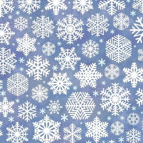 White Snowflakes on Blue Background Large Scale- Winter- Home Decor- Wallpaper- Multidirectional