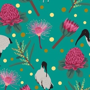 Australian Garden Teal Background