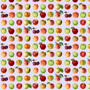 Tiny apples on lavender gingham