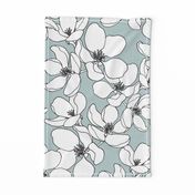 white apple flowers on gray, apple tree bloom, apple blossom L