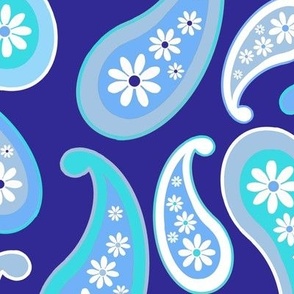 Retro blue flowery paisley (RP3)