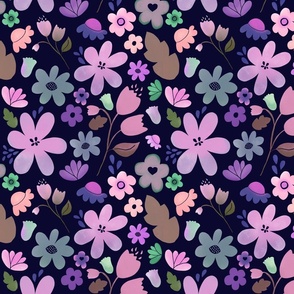 Garden Bliss Pink on Navy Remix 