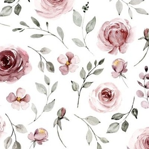 burgundy watercolor floral