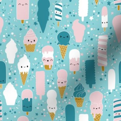 Small Ice Cream Joy On Light Blue