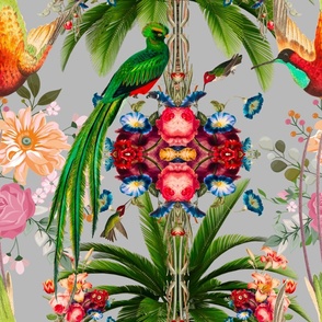 Tropical,vintage,exotic,summer,birds,flowers,baroque 