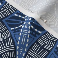 Blue African  Mud Cloth Decorative Pattern