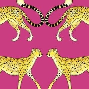 cheetah parade face to face yellow and hot pink