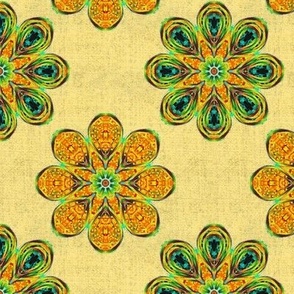 Kaleidoscope Gold and Green Flowers 2