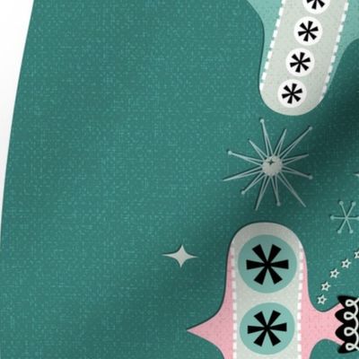 3 Yard DIY Atomic Age Christmas Ornaments - Teal - Circle Skirt ***Please Read "About the Design" Before Purchase