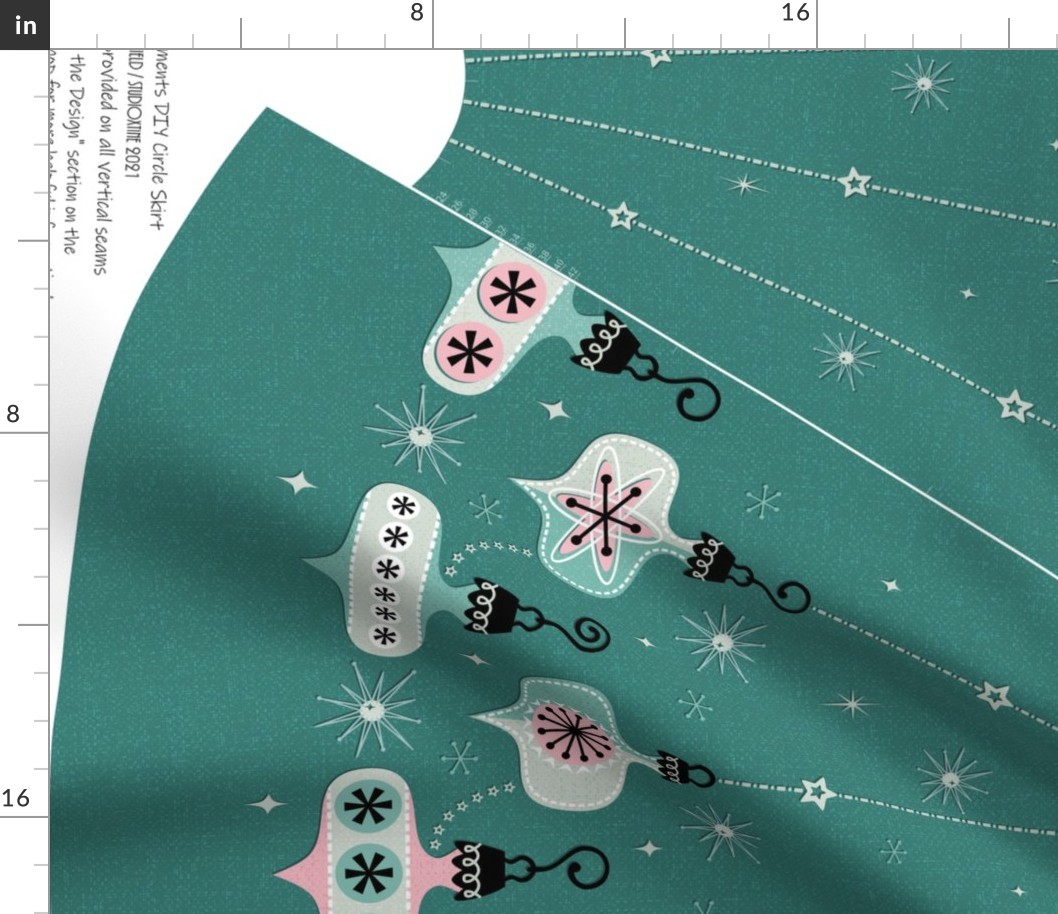3 Yard DIY Atomic Age Christmas Ornaments - Teal - Circle Skirt ***Please Read "About the Design" Before Purchase