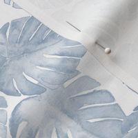 (small scale) watercolor monstera leaf - blue - C21