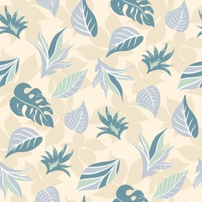 Tropical leaves Neutral Green Jac Slade