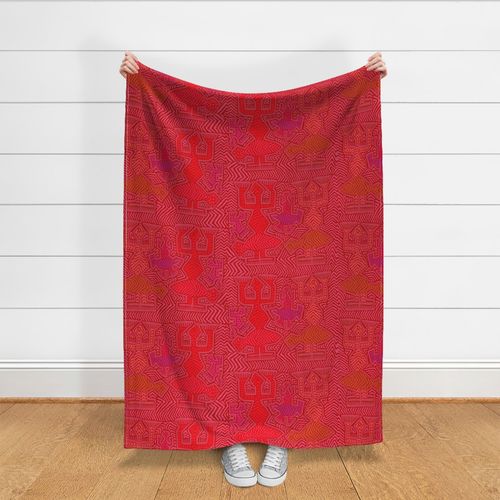 Shaman Tribal Spirits Dancing - Large Scale - 12088322 - Scarlet Pink