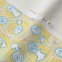 Ditsy Ghost-ies - Halloween pastel ghosts - ditsy Halloween Pastels - Yellow, Aqua -- 941dpi (16% of full scale)