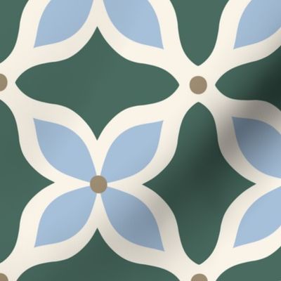 bold geo flower tiles - emerald and blue