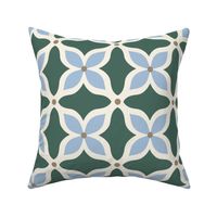 bold geo flower tiles - emerald and blue