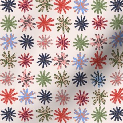 344 - Daisy Daisy - 100 Pattern Project non directional bold modern floral:: Medium scale for Home decor, kids apparel, star flowers, orange and blue