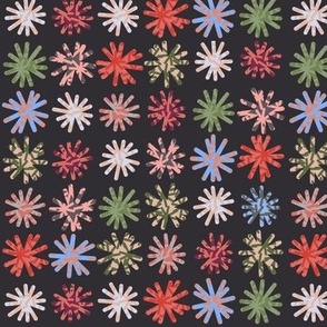344 - Daisy Daisy - 100 Pattern Project non directional bold modern floral:  Dark Background:  Medium scale for apparel, home decor and accessories