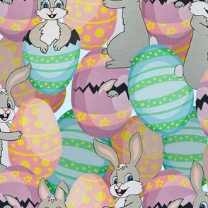 overlapping bunnies in blue