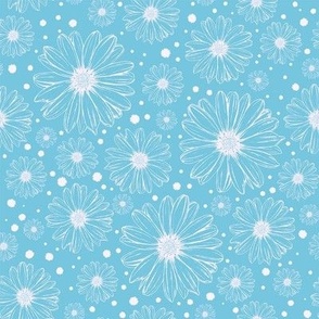 Hand Drawn Simple Daisy in Turquoise