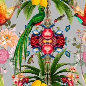 Tropical,vintage,exotic,summer,birds,hummingbird,flowers,baroque 