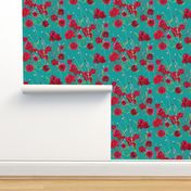 poppy fields in teal