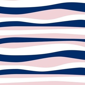 waves cotton candy - navy medium scale