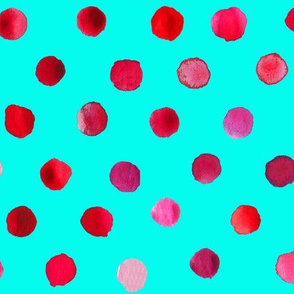 watercolor dots red aqua
