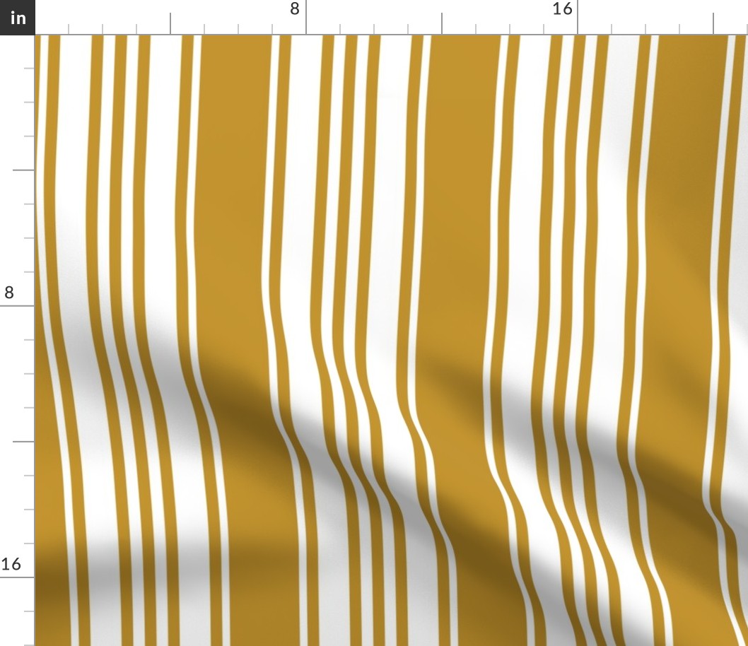 Ticking mustard yellow white stripes vintage french mattress