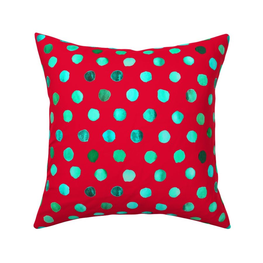 watercolor dots red green