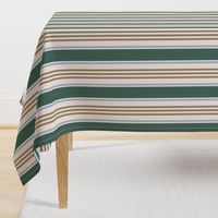 Vintage french stripes pine green brown cream