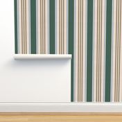 Vintage french stripes pine green brown cream