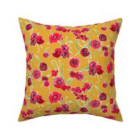 poppy floral yellow contour