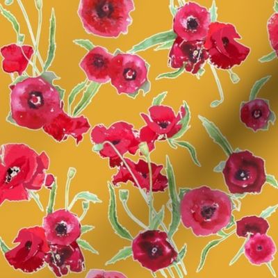 poppy floral yellow contour