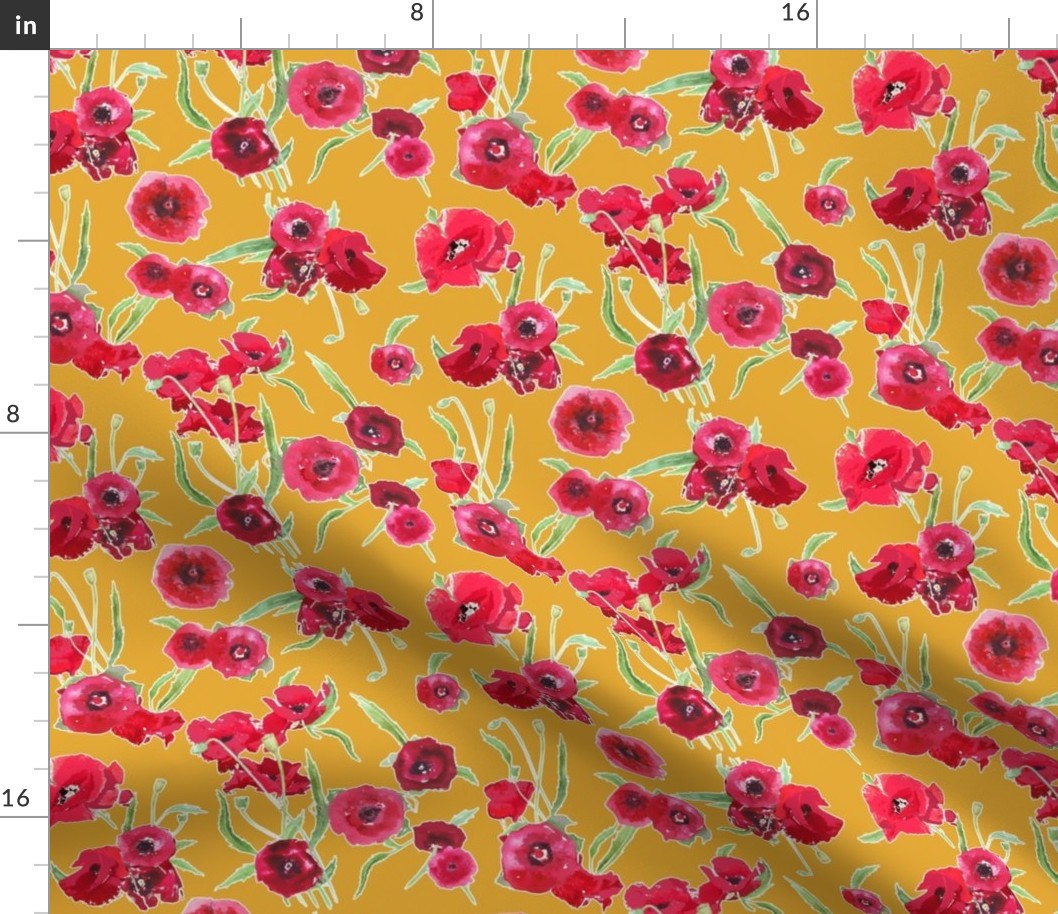 poppy floral yellow contour