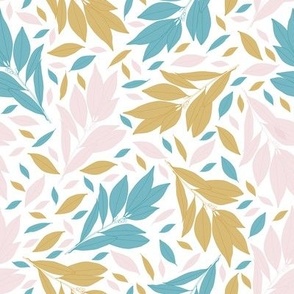Light Fall // Normal Scale // Botanic Inspire // Branch Leaves // Pink Mustard Honey // White Background // large scale