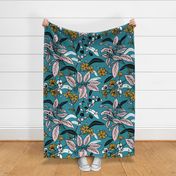 Meadow - Botanical Floral Teal Jumbo Scale