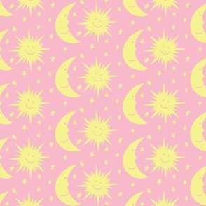 Sun Moon and Stars Pink