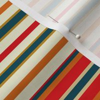 Red Teal and Cream Horizontal Stripe