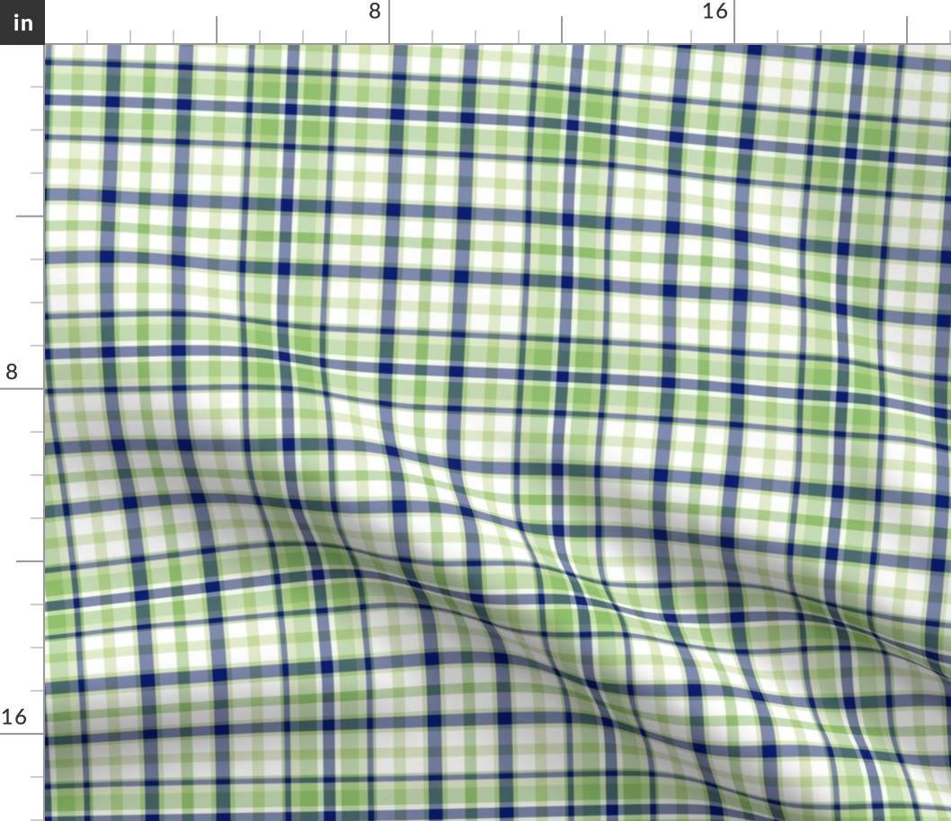Royal Blue Mint Green and White Plaid