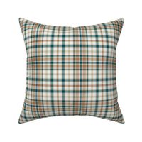 Teal Beige Cocoa Brown and Cream Plaid